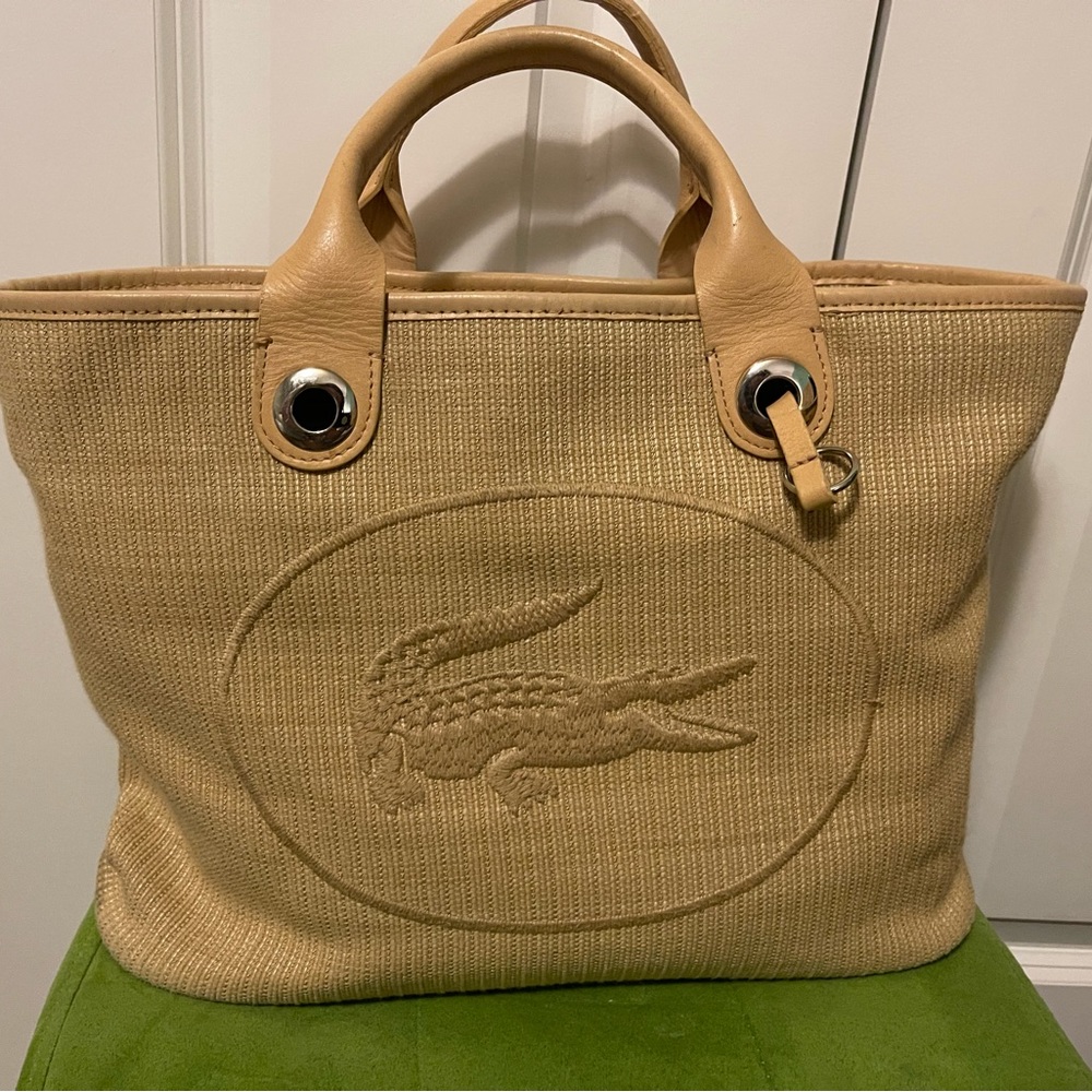 Authentic Lacoste Natural Shopping Tote Beach